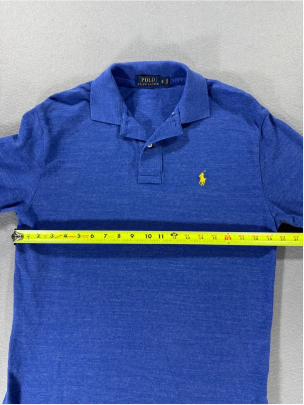 Ralph Lauren Blue Polo Shirt with Yellow Emblem Size Small
